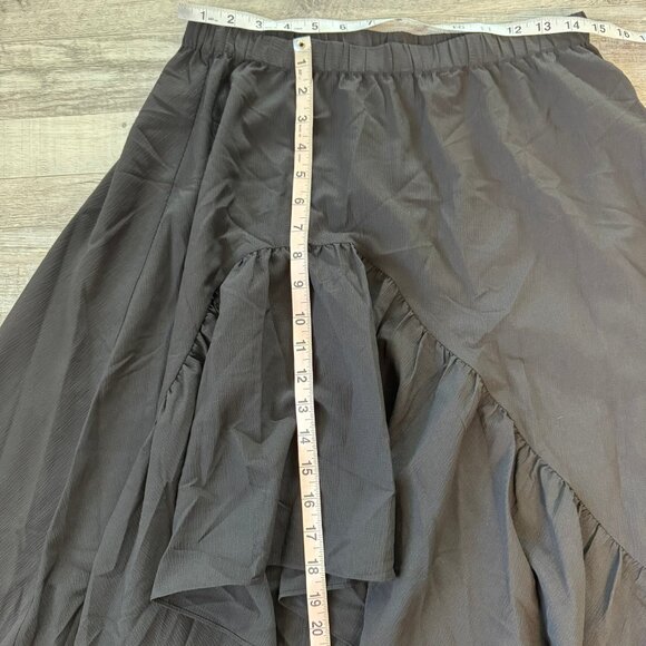 Joyfolie Mia Joy NWT black bae maxi skirt hi low ruffled size medium K35 - Picture 3 of 8